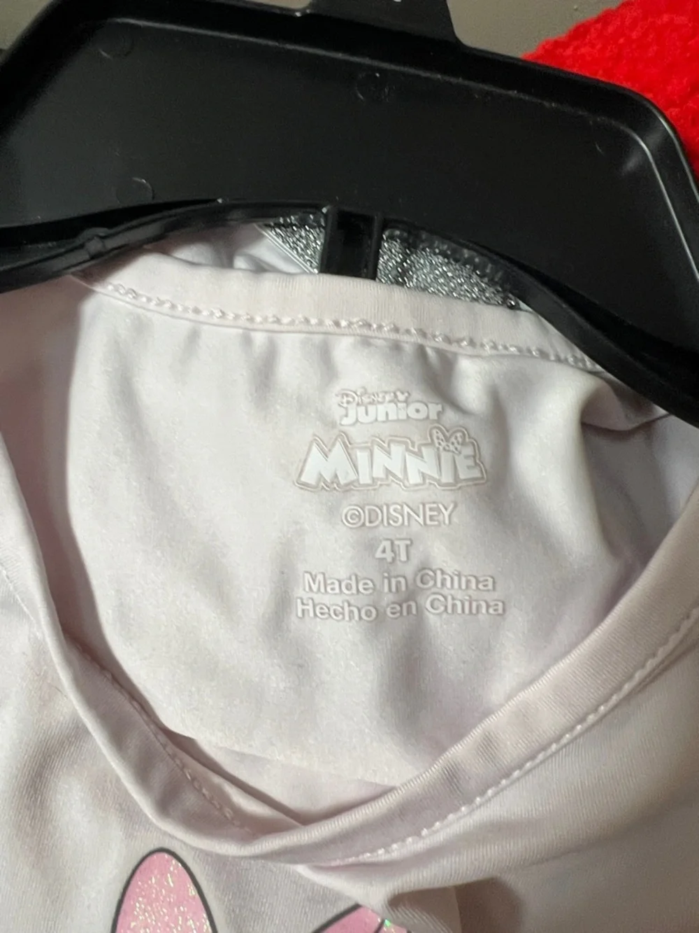Disney Junior Minnie Light Pink Graphic Tee with Glitter Accent